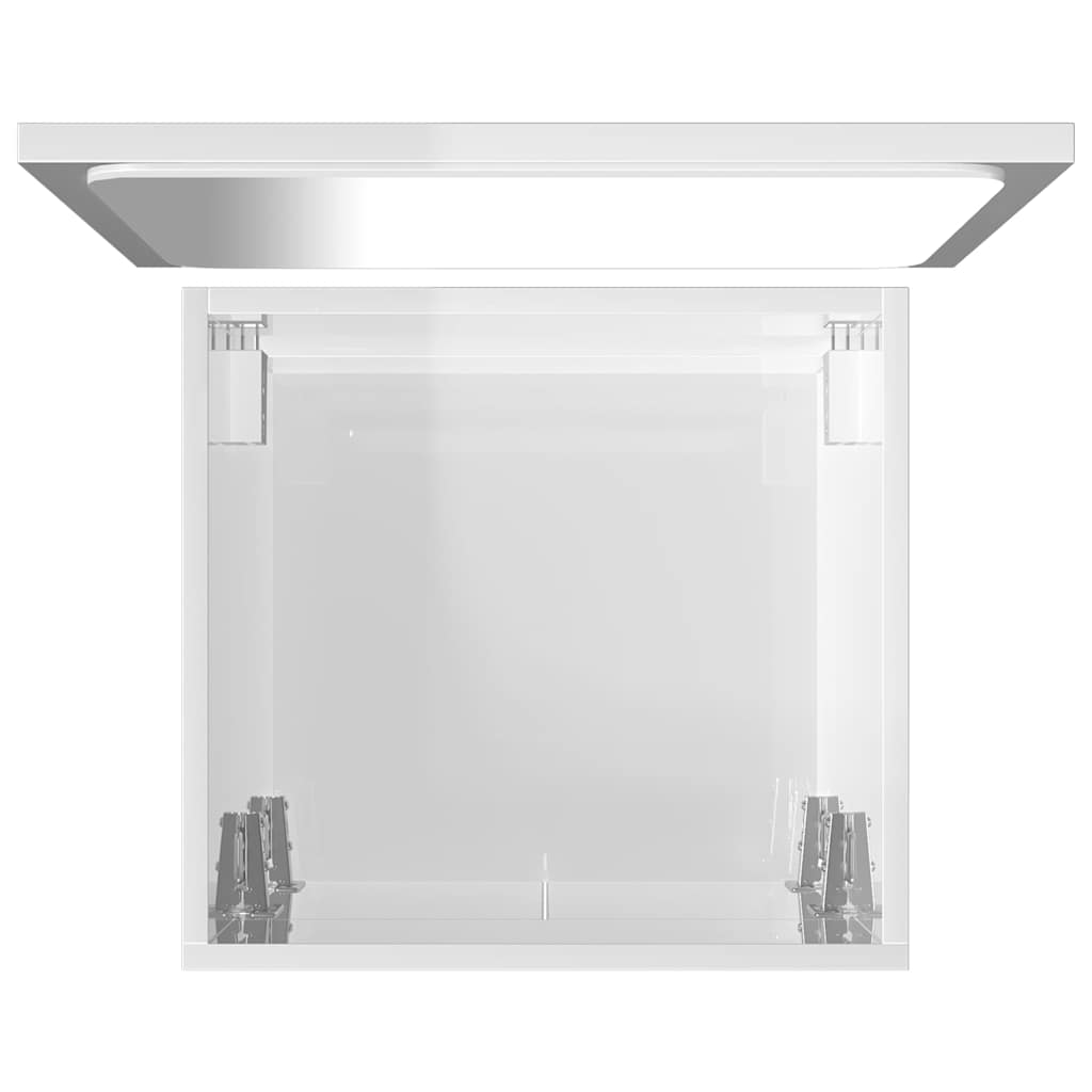 2 pcs conj. móveis casa de banho contraplacado branco brilhante