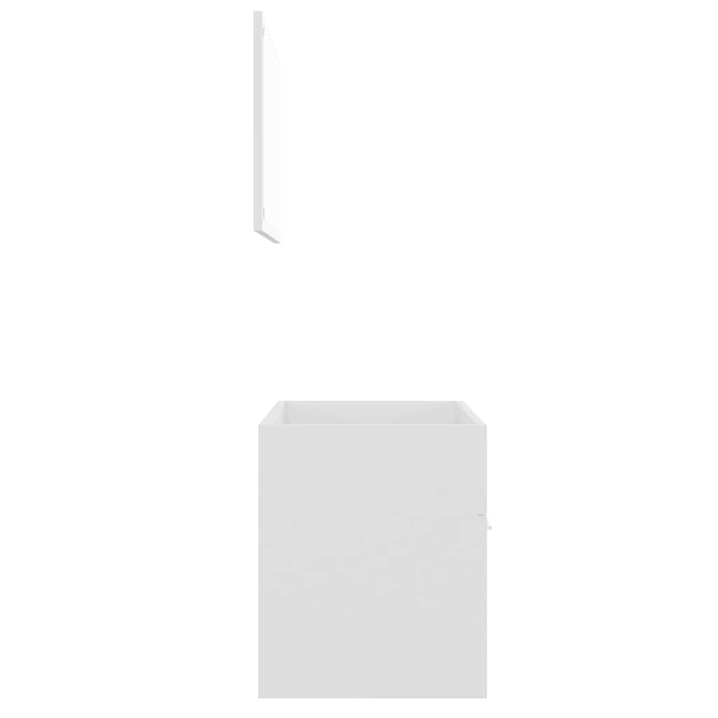 2 pcs conj. móveis casa de banho derivados madeira branco bril.