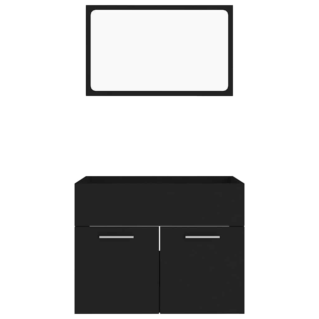 2 pcs conj. móveis casa de banho contraplacado branco brilhante