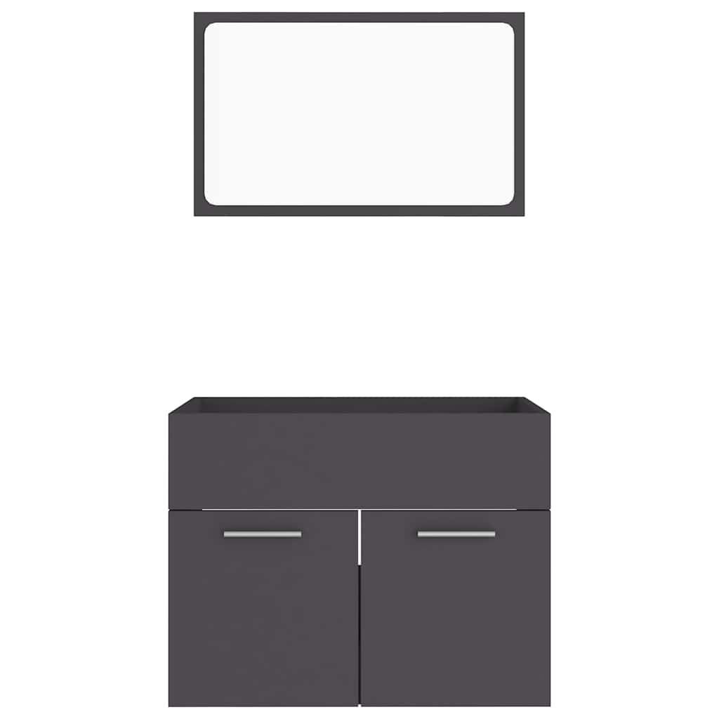 2 pcs conj. móveis casa de banho derivados madeira branco bril.