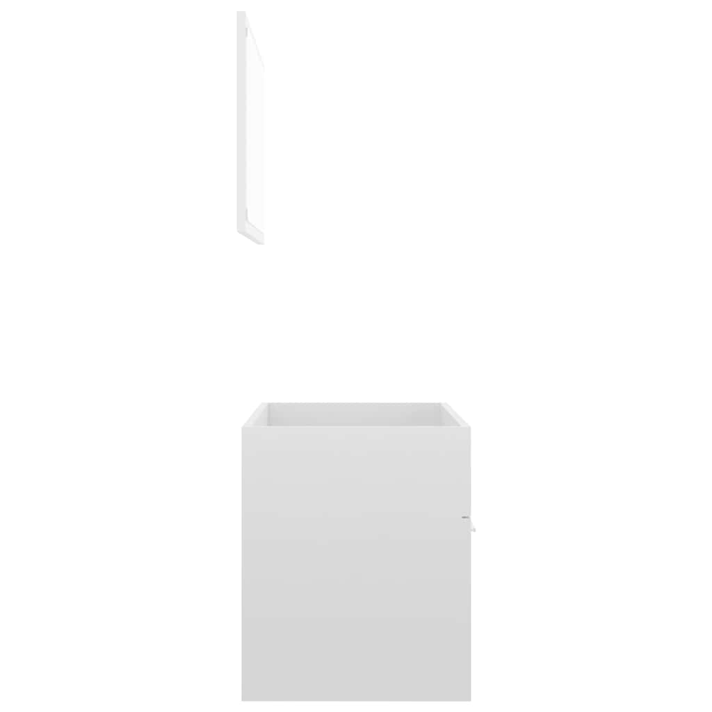 2 pcs conj. móveis casa de banho derivados madeira branco bril.