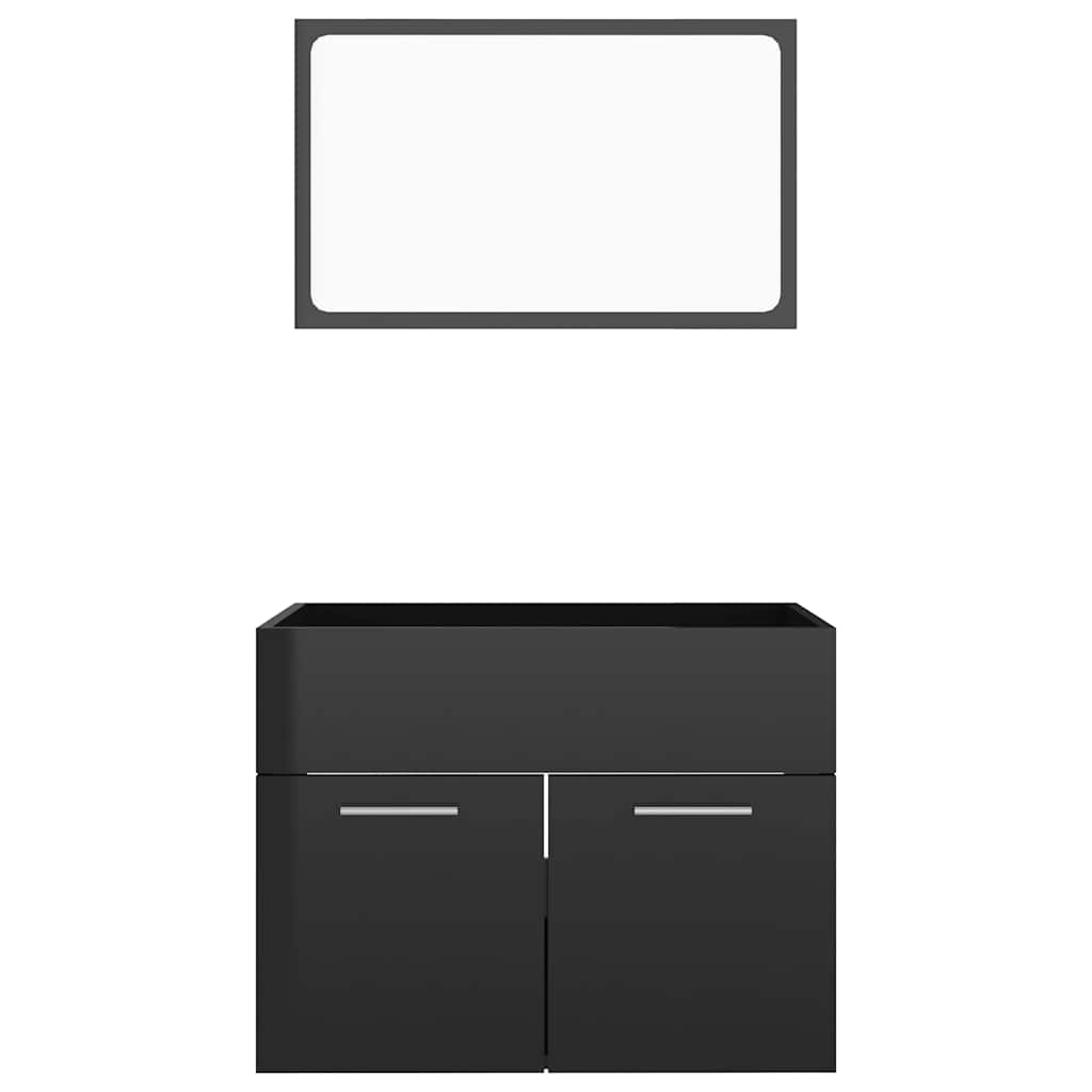 2 pcs conj. móveis casa de banho derivados madeira branco bril.