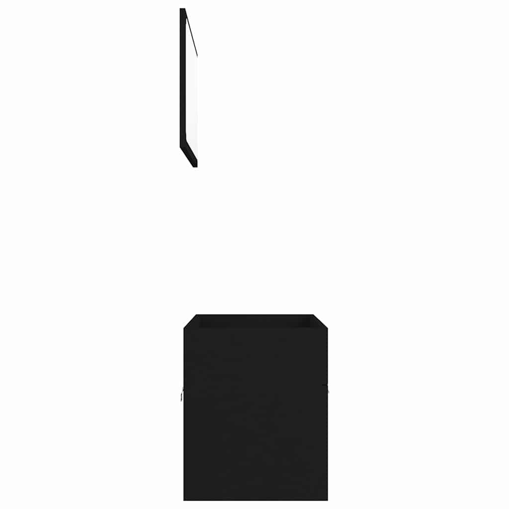 2 pcs conj. móveis de casa de banho derivados de madeira preto