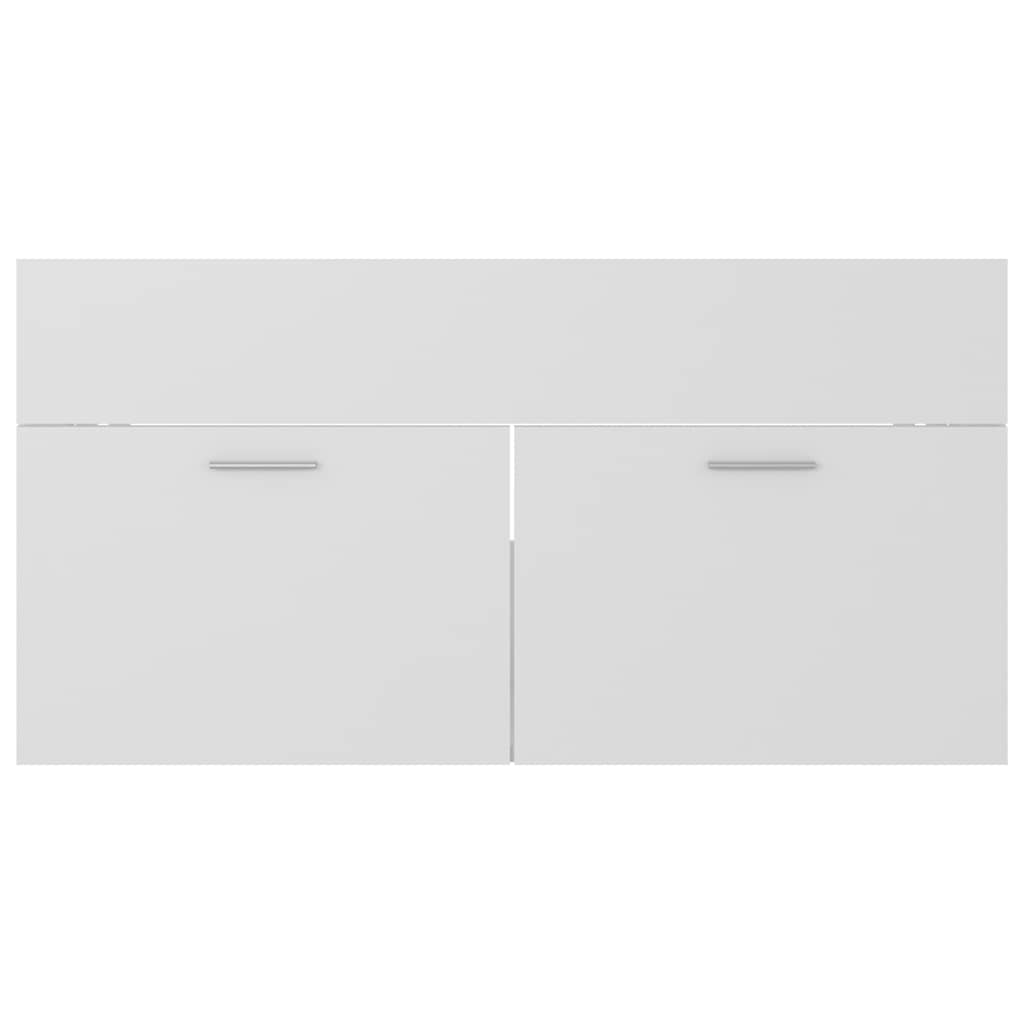 2 pcs conj. móveis casa de banho contraplacado branco brilhante