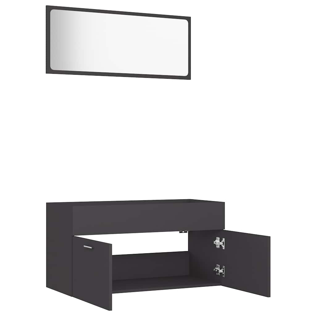 2 pcs conj. móveis casa de banho contraplacado branco brilhante