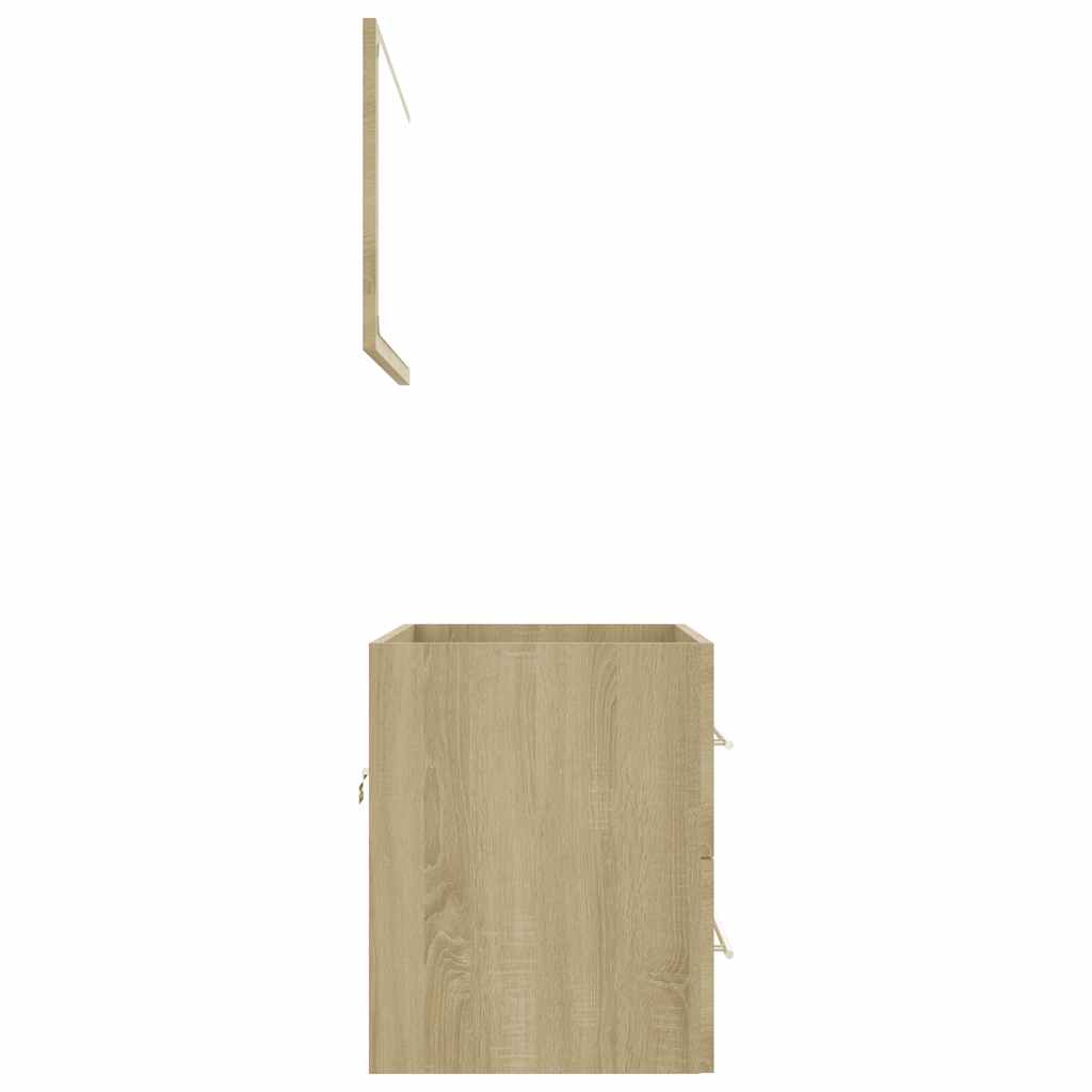 2 pcs conj. móveis casa banho derivados madeira branco/carvalho