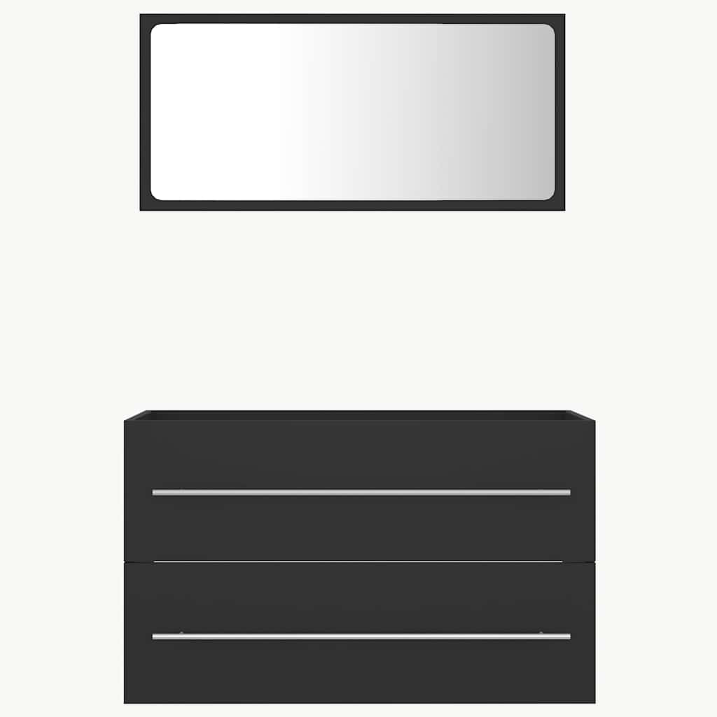 2 pcs conj. móveis casa de banho contraplacado cinza brilhante