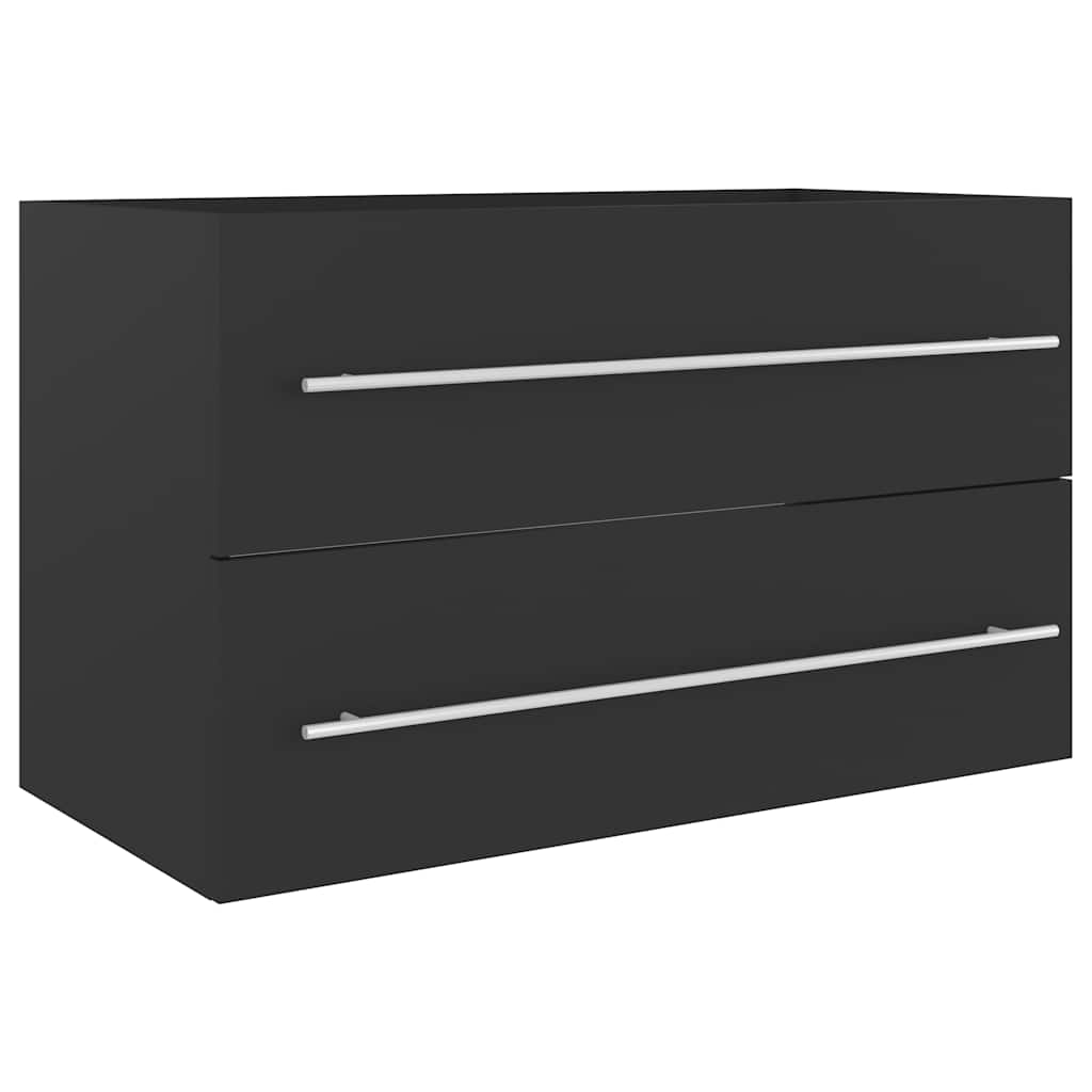 2 pcs conj. móveis casa de banho contraplacado cinza brilhante