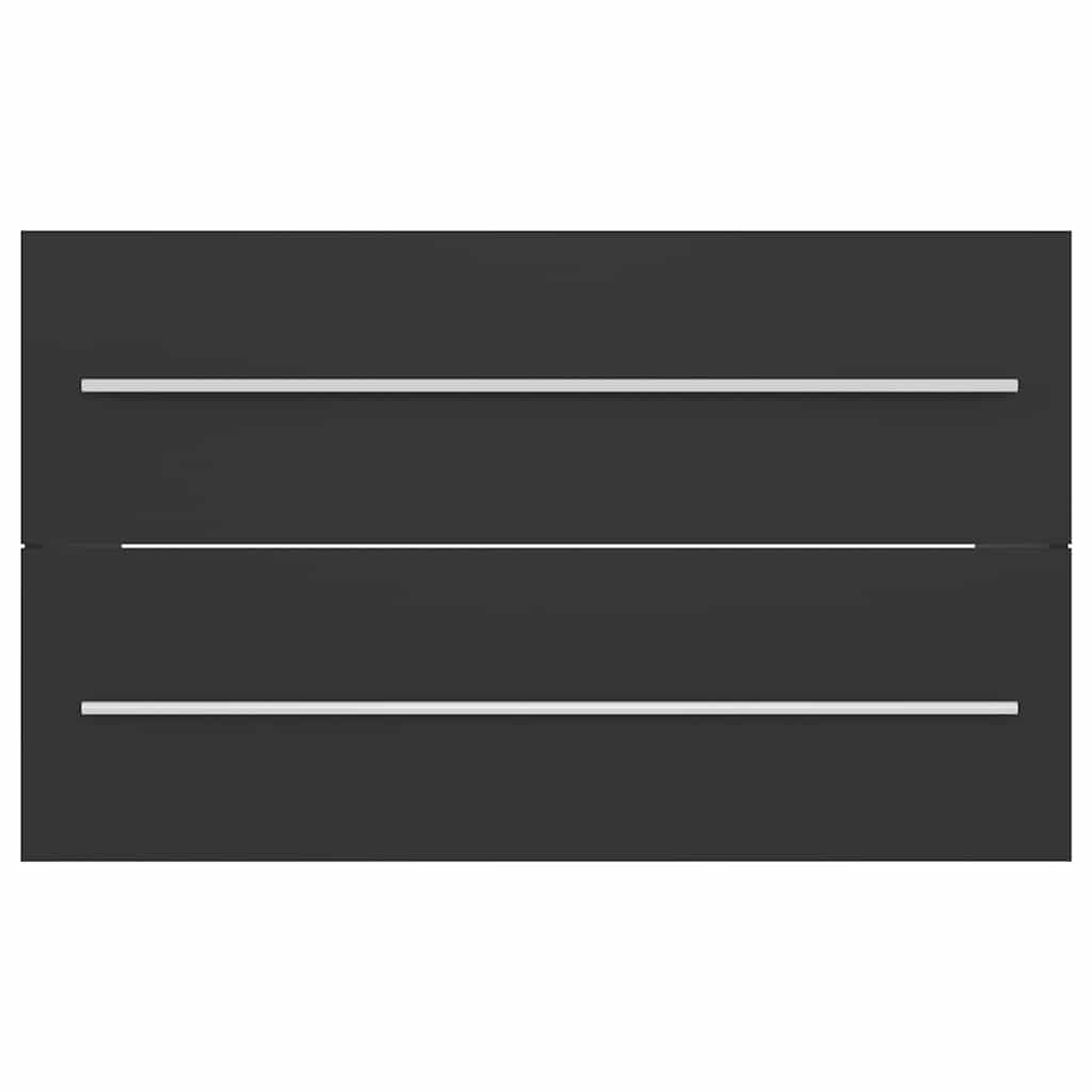 2 pcs conj. móveis casa de banho contraplacado cinza brilhante