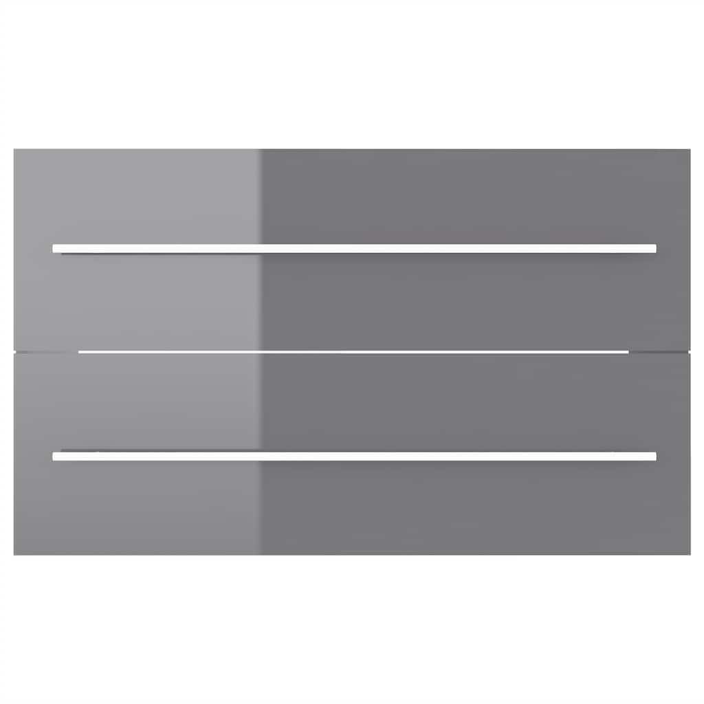 2 pcs conj. móveis casa de banho contraplacado cinza brilhante