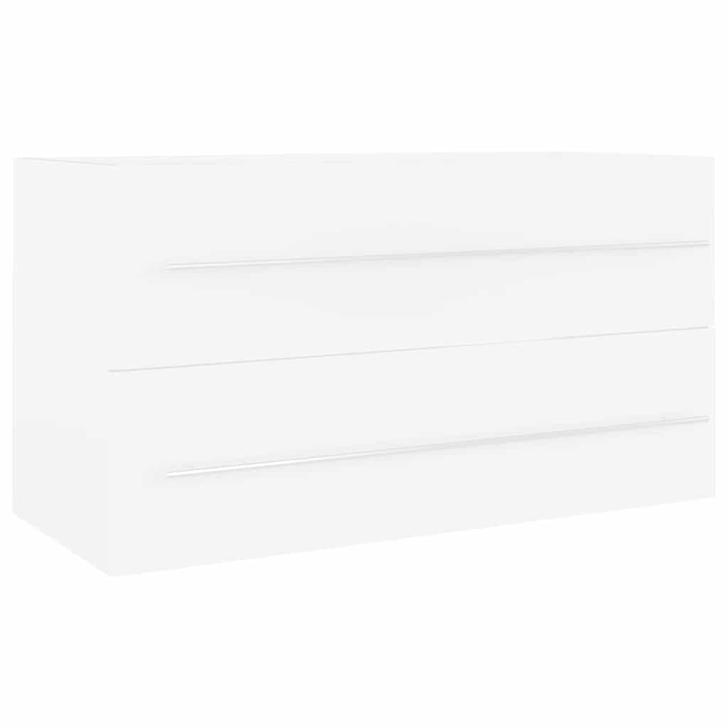 2 pcs conj. móveis casa de banho contraplacado cinza brilhante