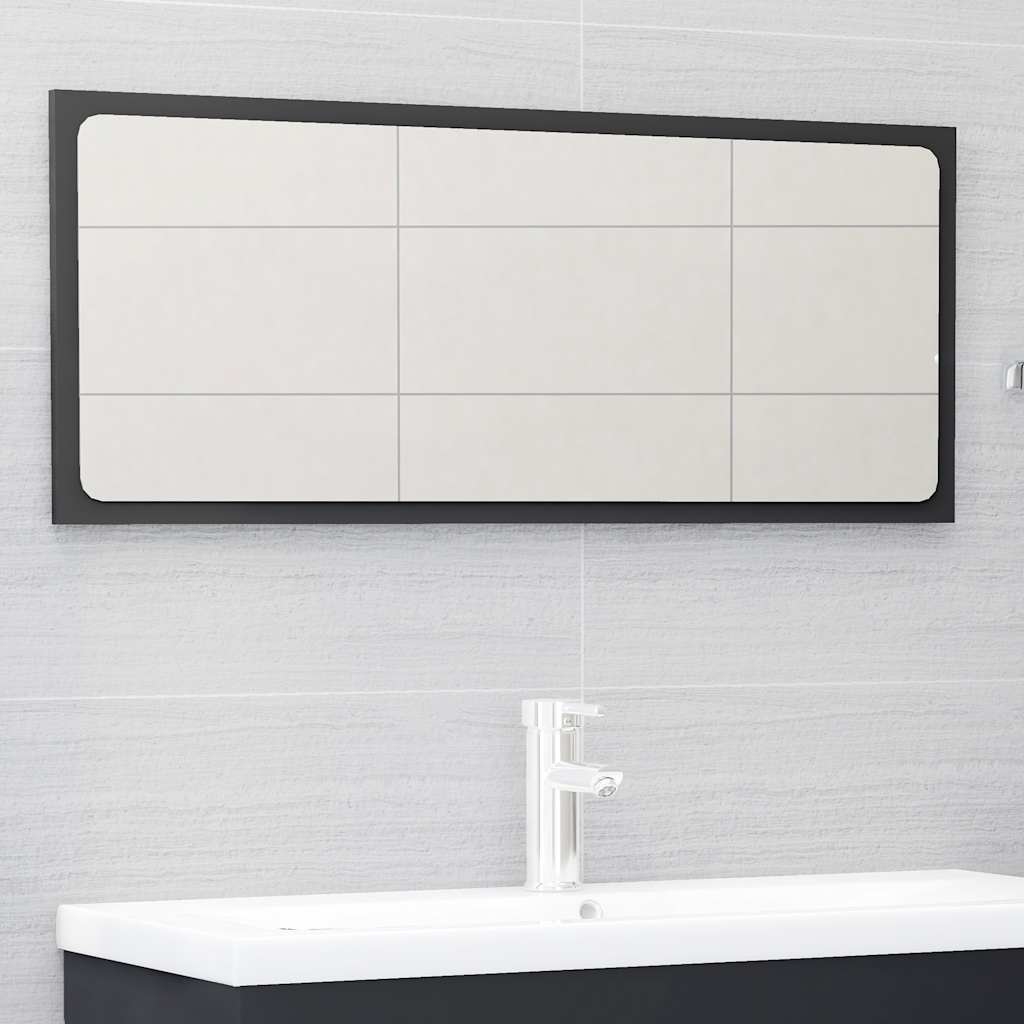 2 pcs conj. móveis casa de banho contraplacado cinza brilhante