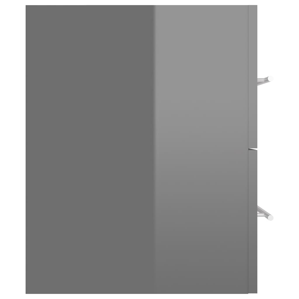 2 pcs conj. móveis casa de banho contraplacado cinza brilhante