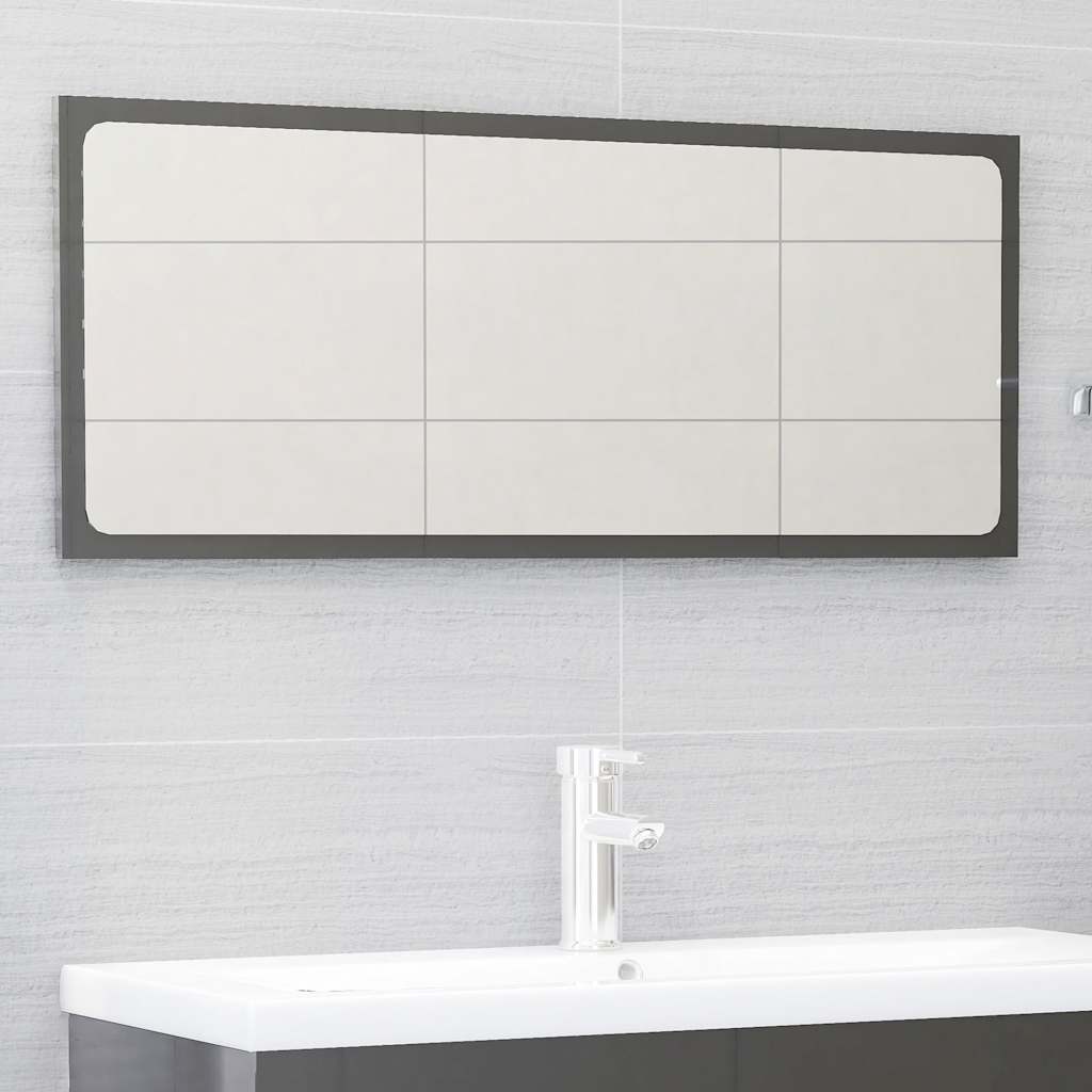 2 pcs conj. móveis casa de banho contraplacado cinza brilhante