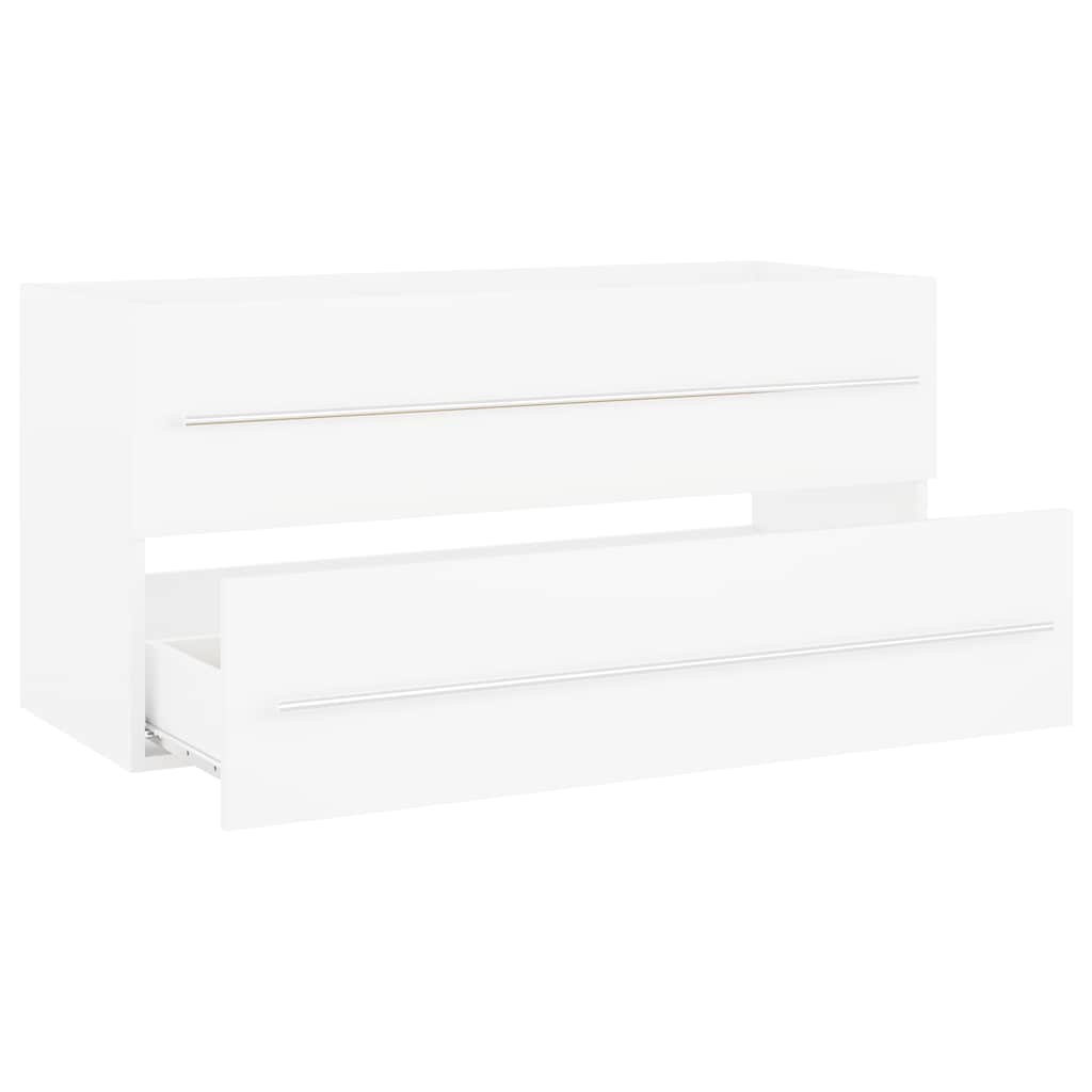 2 pcs conj. móveis casa banho derivados madeira branco/carvalho