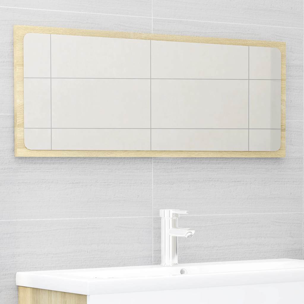 2 pcs conj. móveis casa banho derivados madeira branco/carvalho