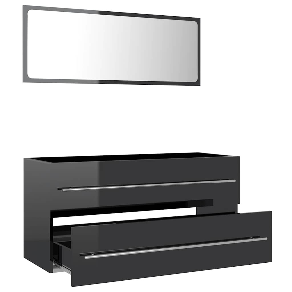 2 pcs conj. móveis casa banho derivados madeira branco/carvalho