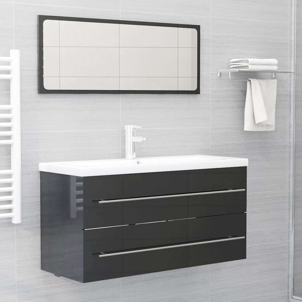 2 pcs conj. móveis casa banho derivados madeira branco/carvalho