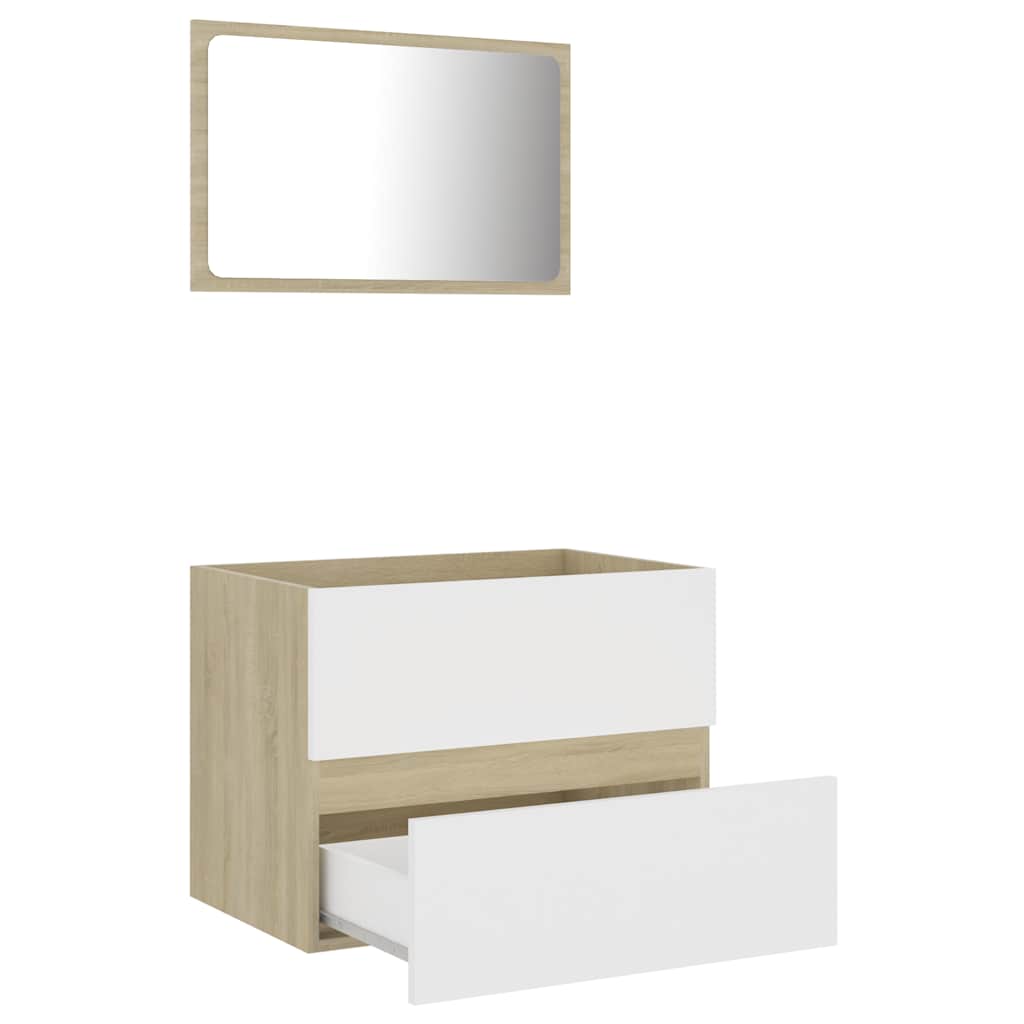 2 pcs conjunto de móveis de casa de banho contraplacado branco