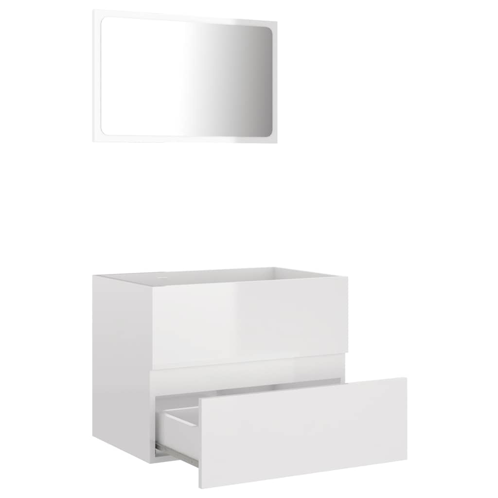 2 pcs conjunto de móveis de casa de banho contraplacado branco