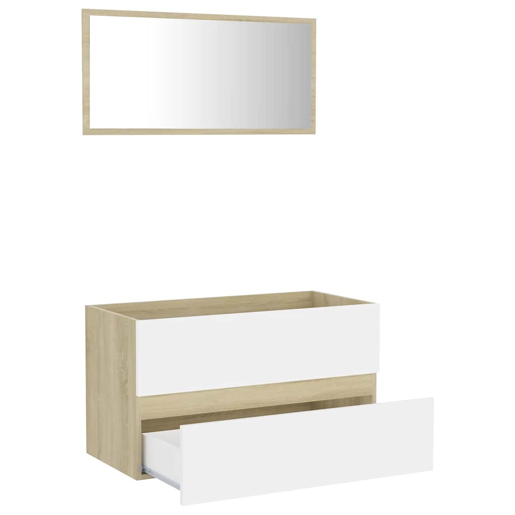2 pcs conjunto de móveis de casa de banho contraplacado branco