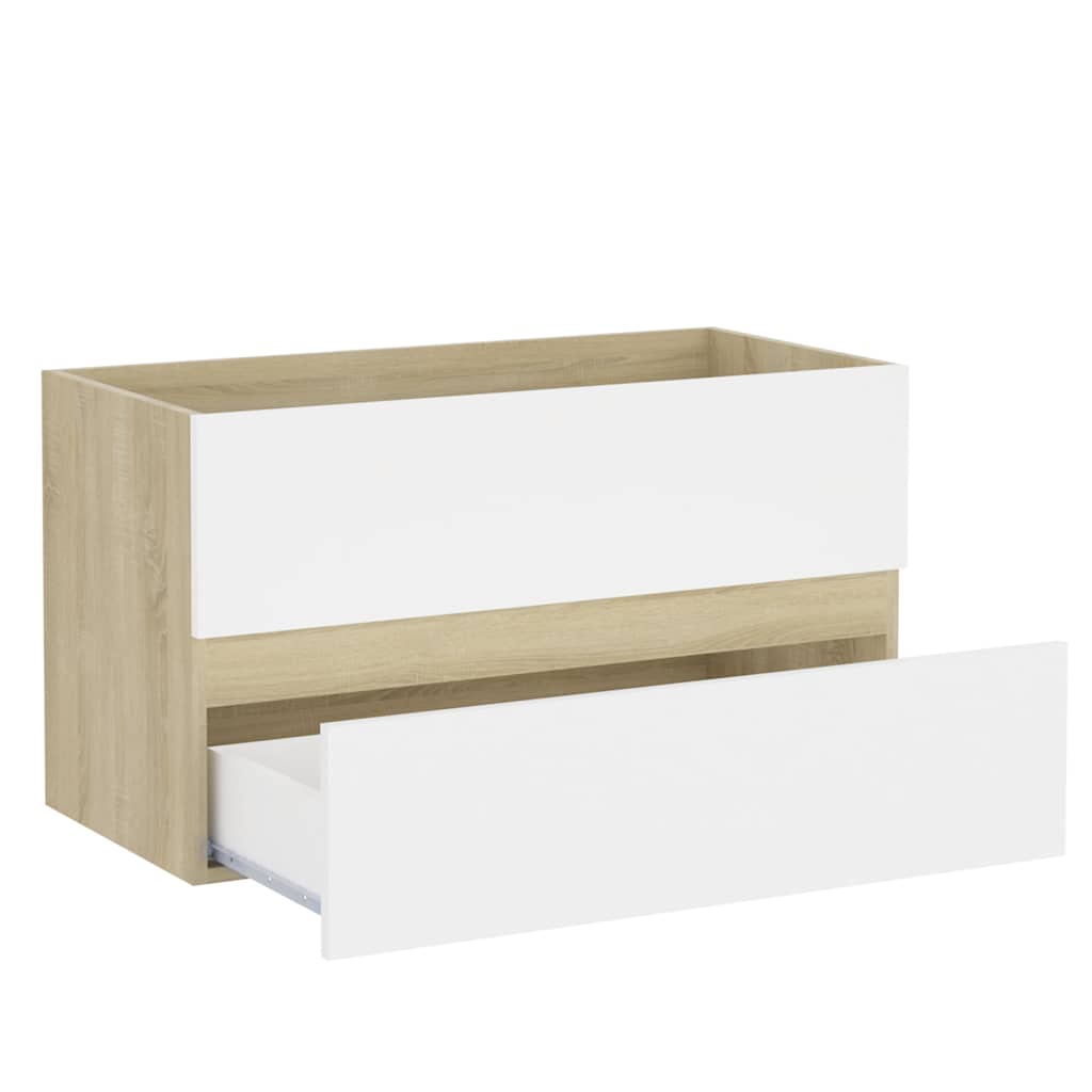 2 pcs conjunto de móveis de casa de banho contraplacado branco