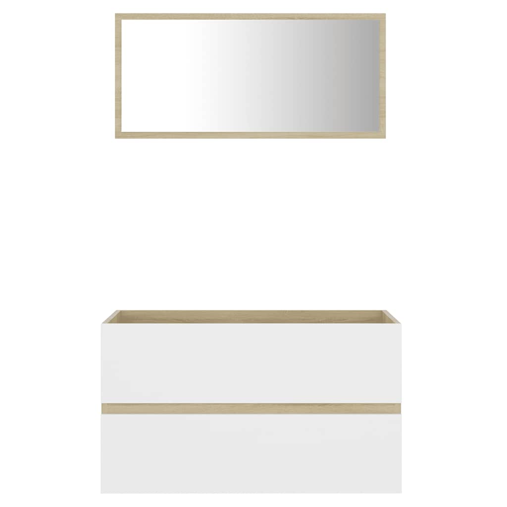 2 pcs conjunto de móveis de casa de banho contraplacado branco