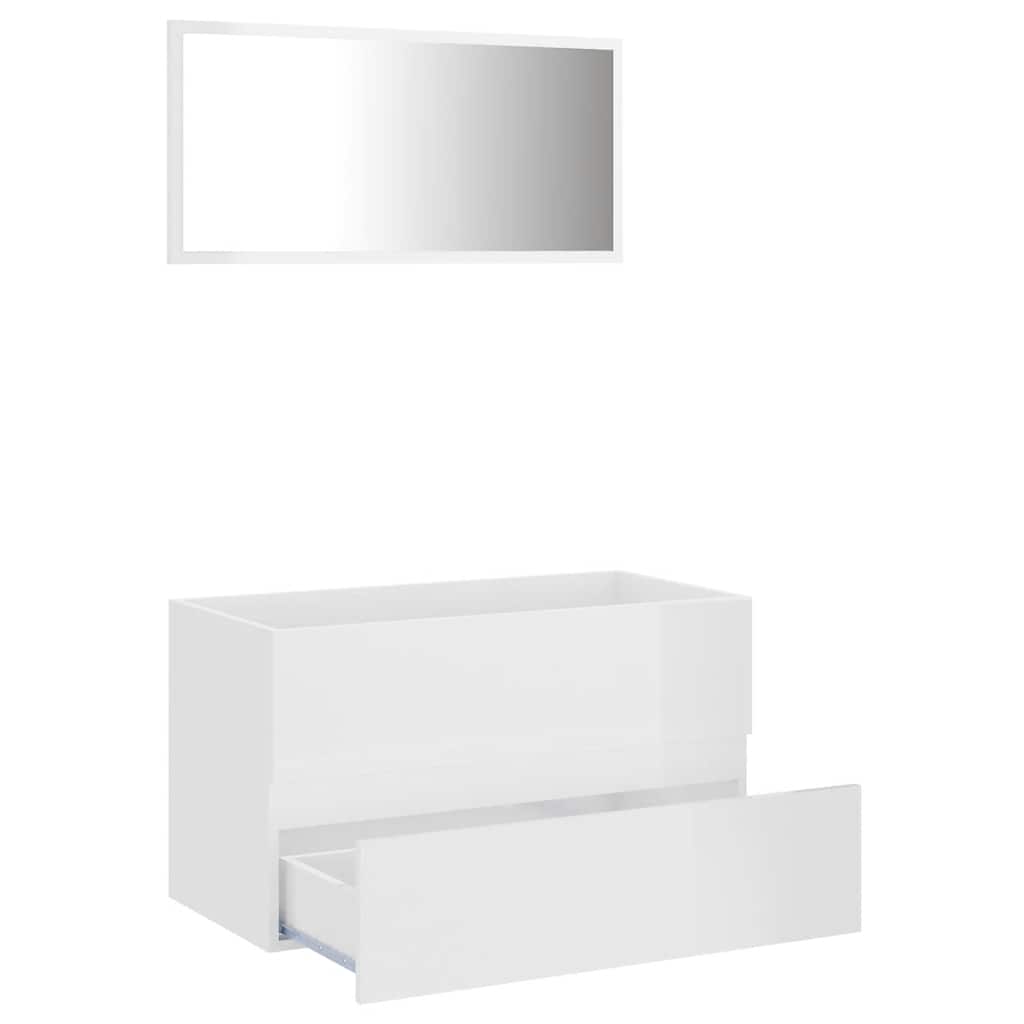 2 pcs conjunto de móveis de casa de banho contraplacado branco