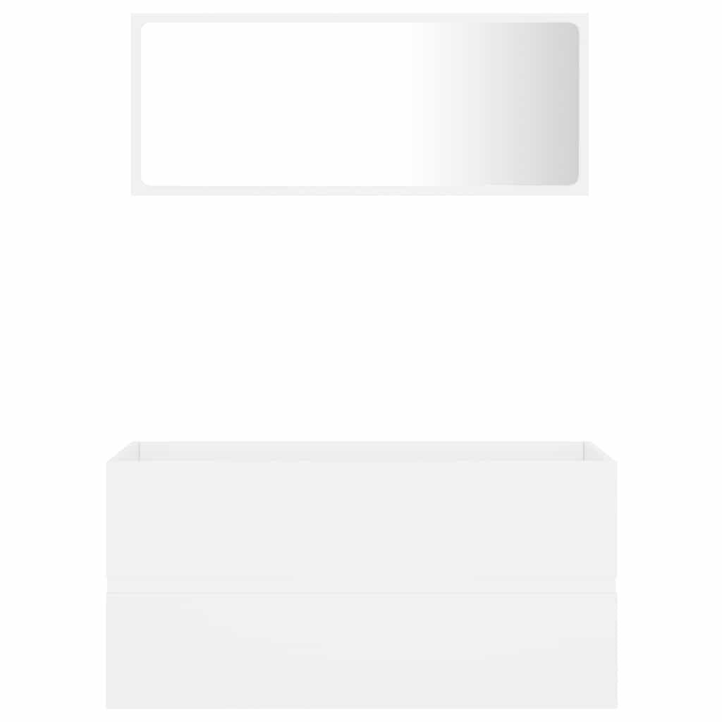 2 pcs conj. móveis casa banho derivados madeira branco/carvalho