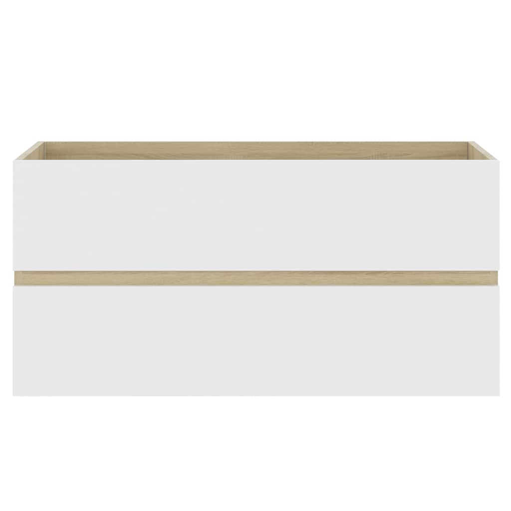 2 pcs conj. móveis casa banho derivados madeira branco/carvalho