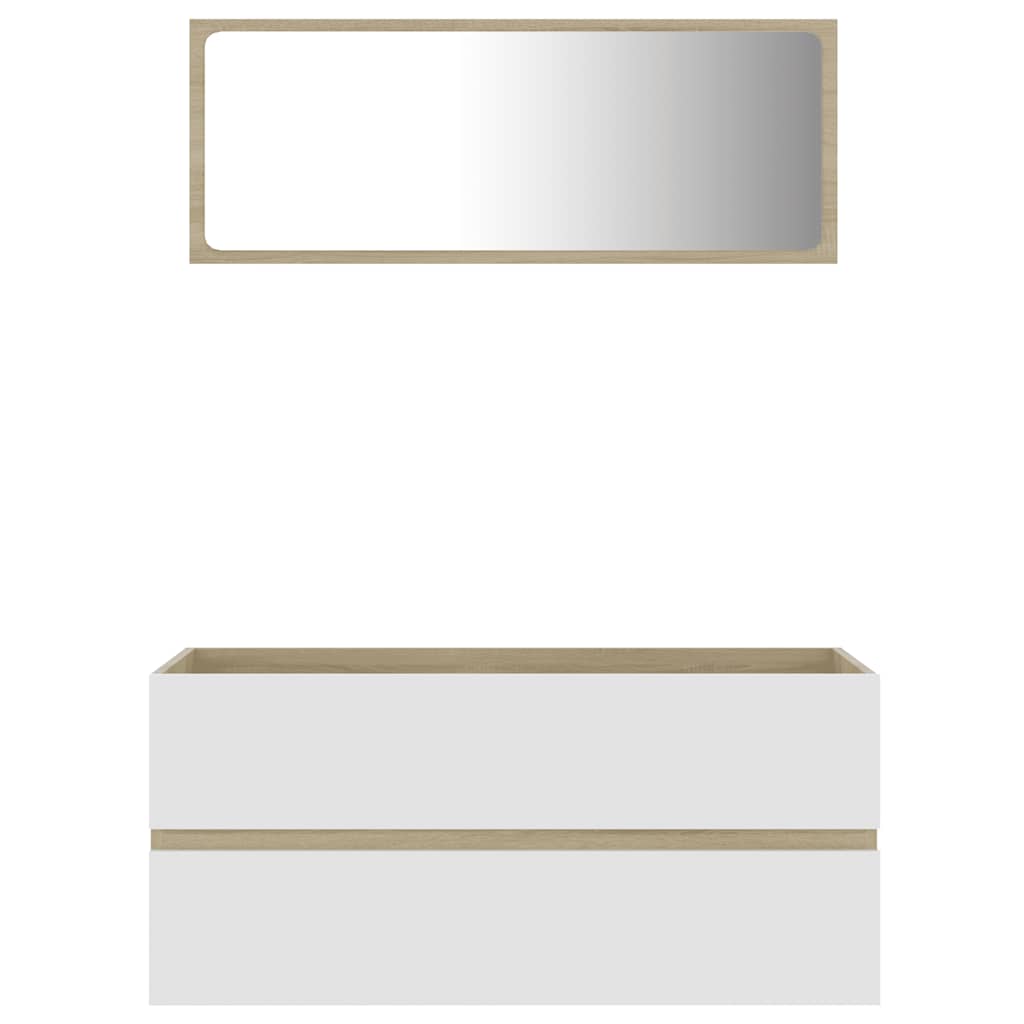 2 pcs conjunto de móveis de casa de banho contraplacado branco