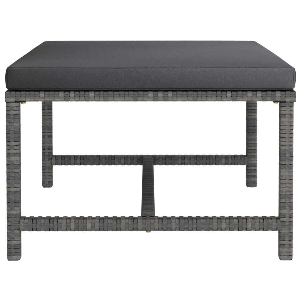 12 pcs conjunto lounge de jardim c/ almofadões vime PE cinzento