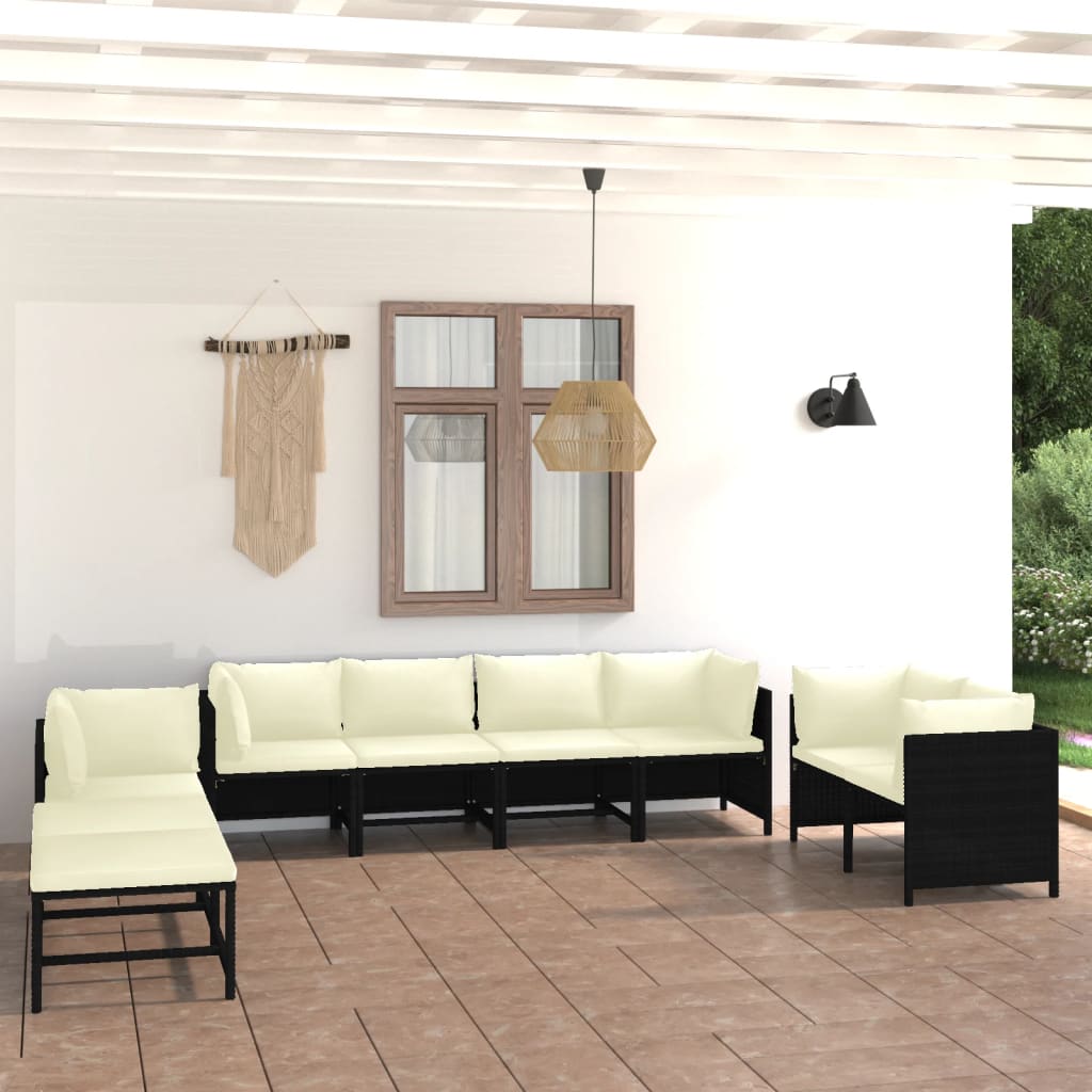 12 pcs conjunto lounge de jardim c/ almofadões vime PE cinzento