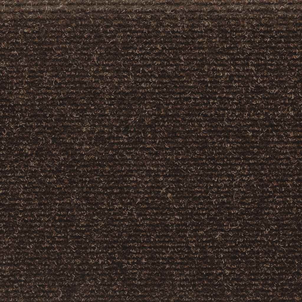 Tapetes de escada autoadesivos 15 peças 65x21x4 cm marrom com borda retangular