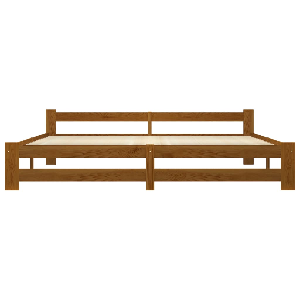 Estrutura de cama 200x200 cm pinho maciço castanho mel