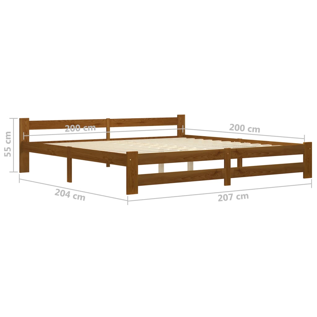Estrutura de cama 200x200 cm pinho maciço castanho mel