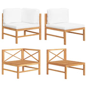 2 pcs conj. lounge de jardim c/ almofadões cor creme teca