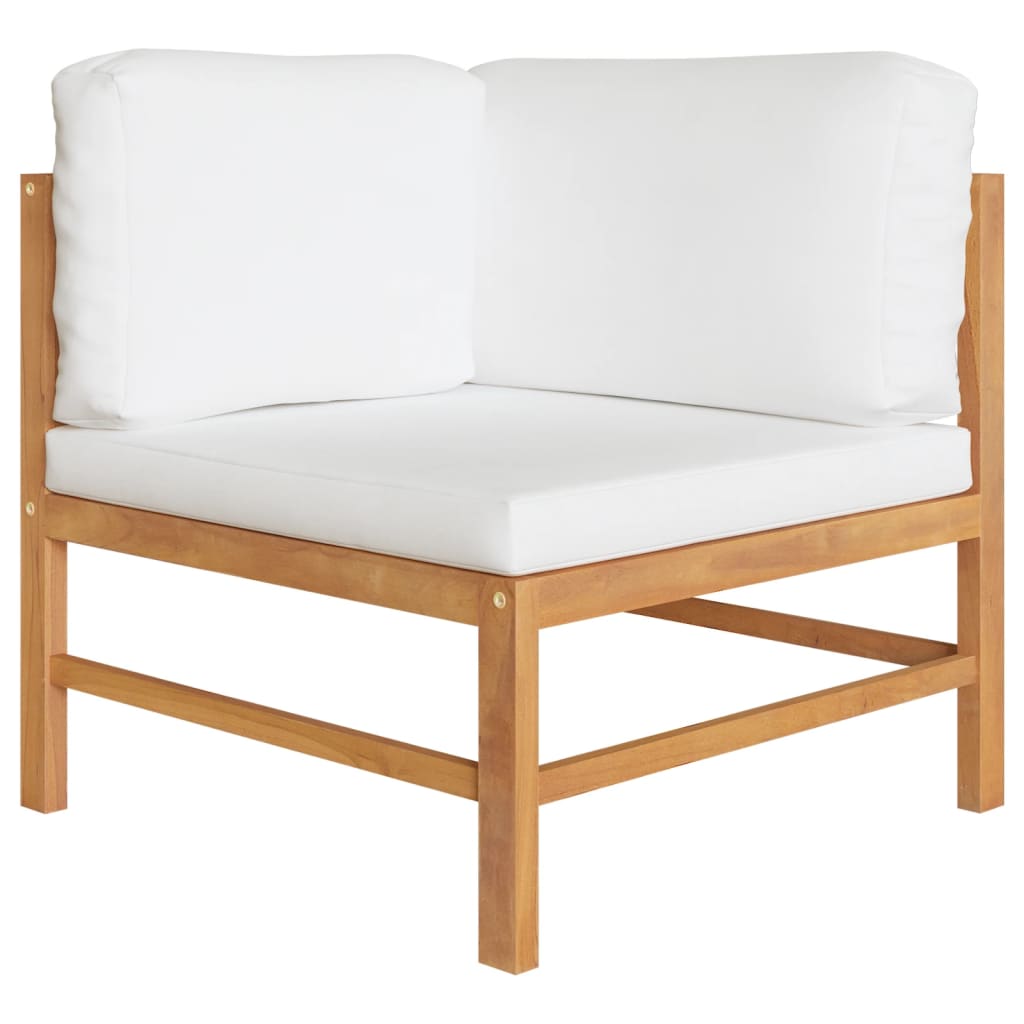 2 pcs conj. lounge de jardim c/ almofadões cor creme teca