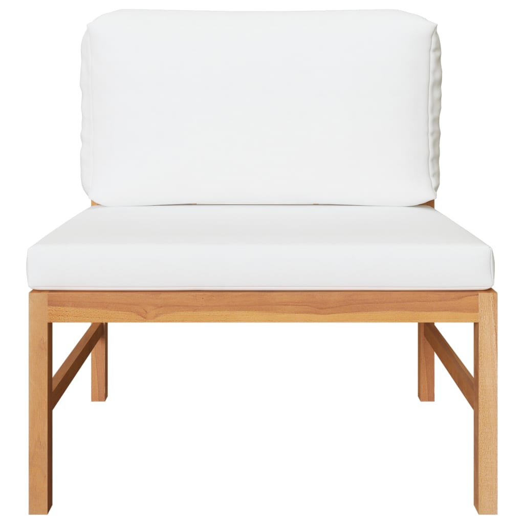 2 pcs conj. lounge de jardim c/ almofadões cor creme teca