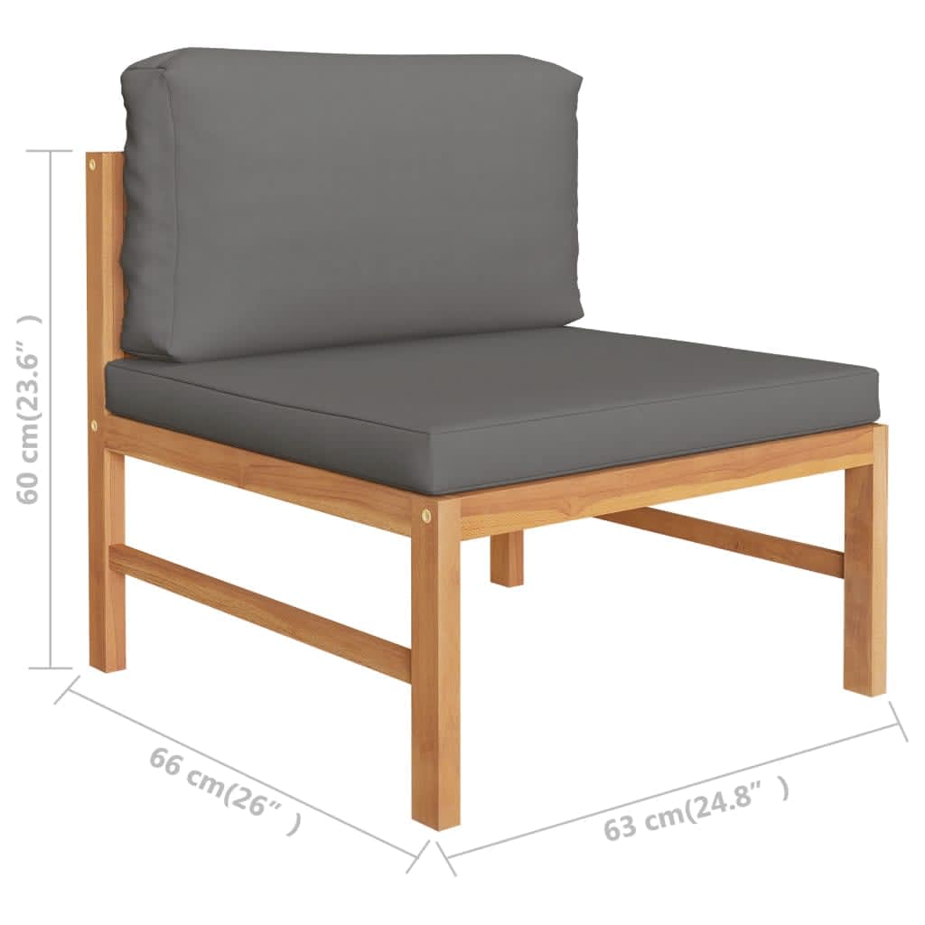3 pcs conj. lounge de jardim + almofadões cinzento-escuro teca