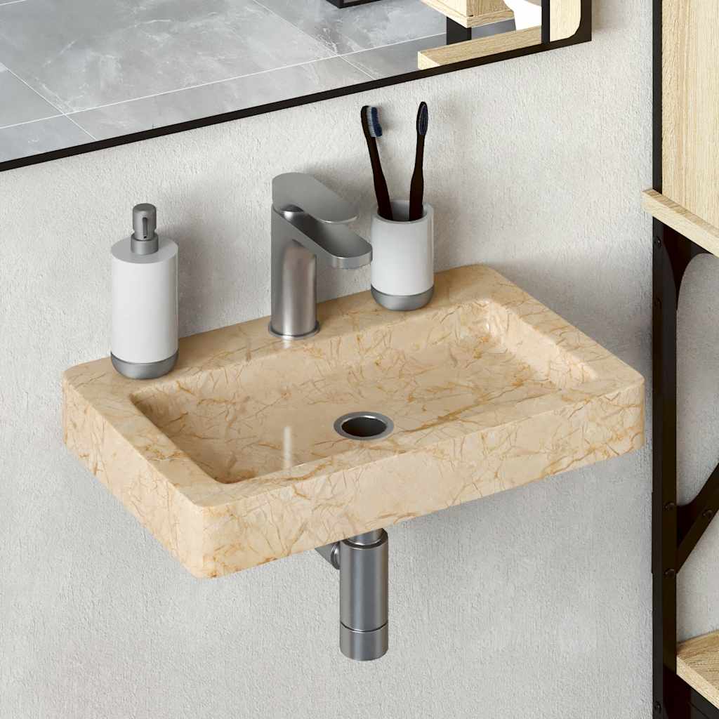 Lavatório de parede 38x24x6,5 cm mármore cor creme