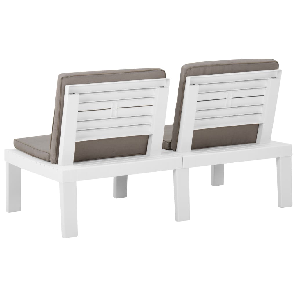 2 pcs conjunto lounge de jardim com almofadões plástico branco