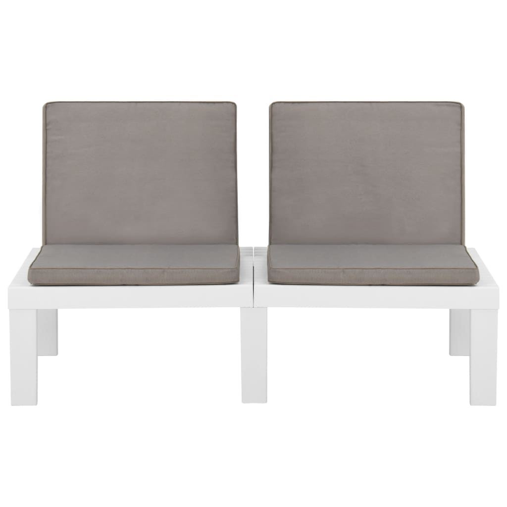 2 pcs conjunto lounge de jardim com almofadões plástico branco