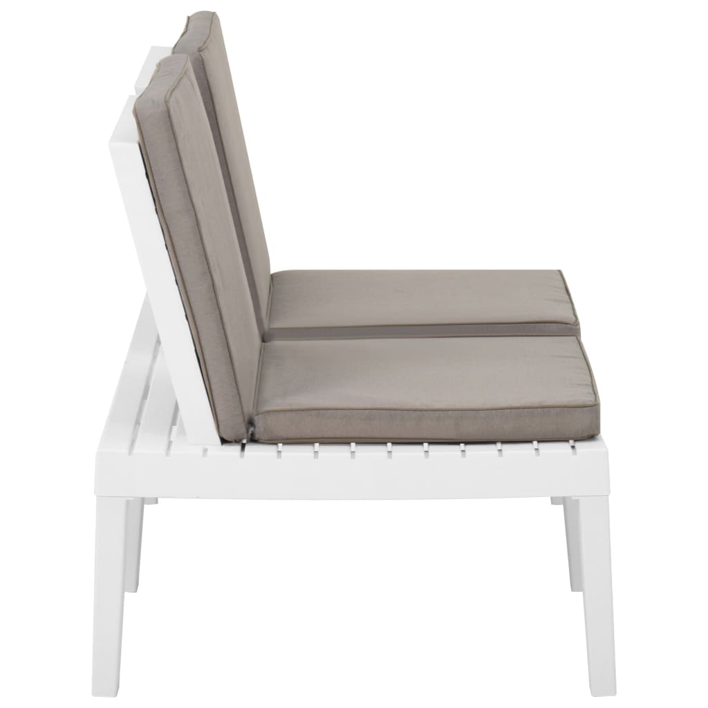 2 pcs conjunto lounge de jardim com almofadões plástico branco