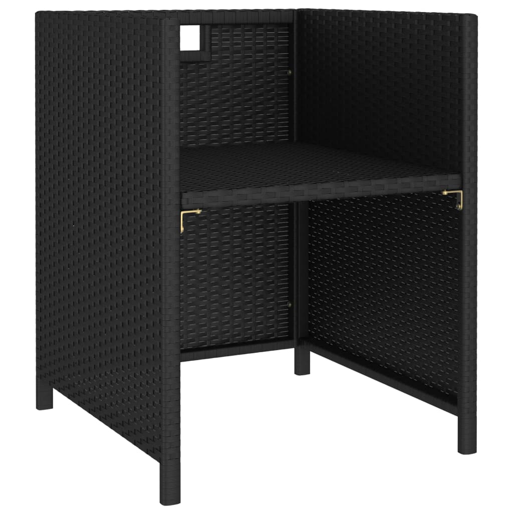 6 pcs conjunto jantar exterior com almofadões vime PE preto