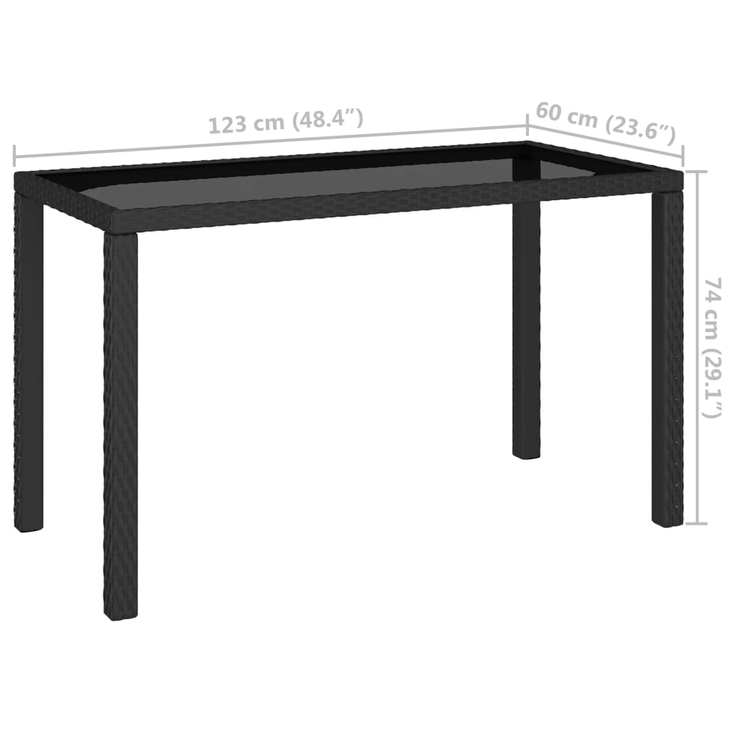 6 pcs conjunto jantar exterior com almofadões vime PE preto