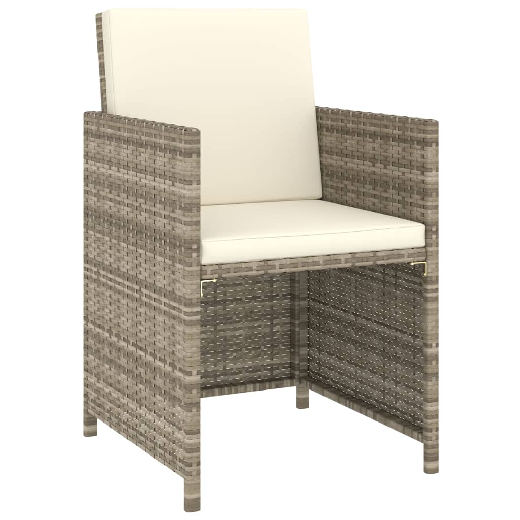 6 pcs conjunto jantar exterior com almofadões vime PE bege