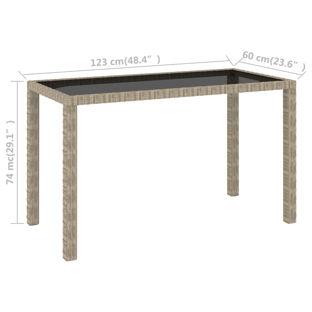 6 pcs conjunto jantar exterior com almofadões vime PE bege