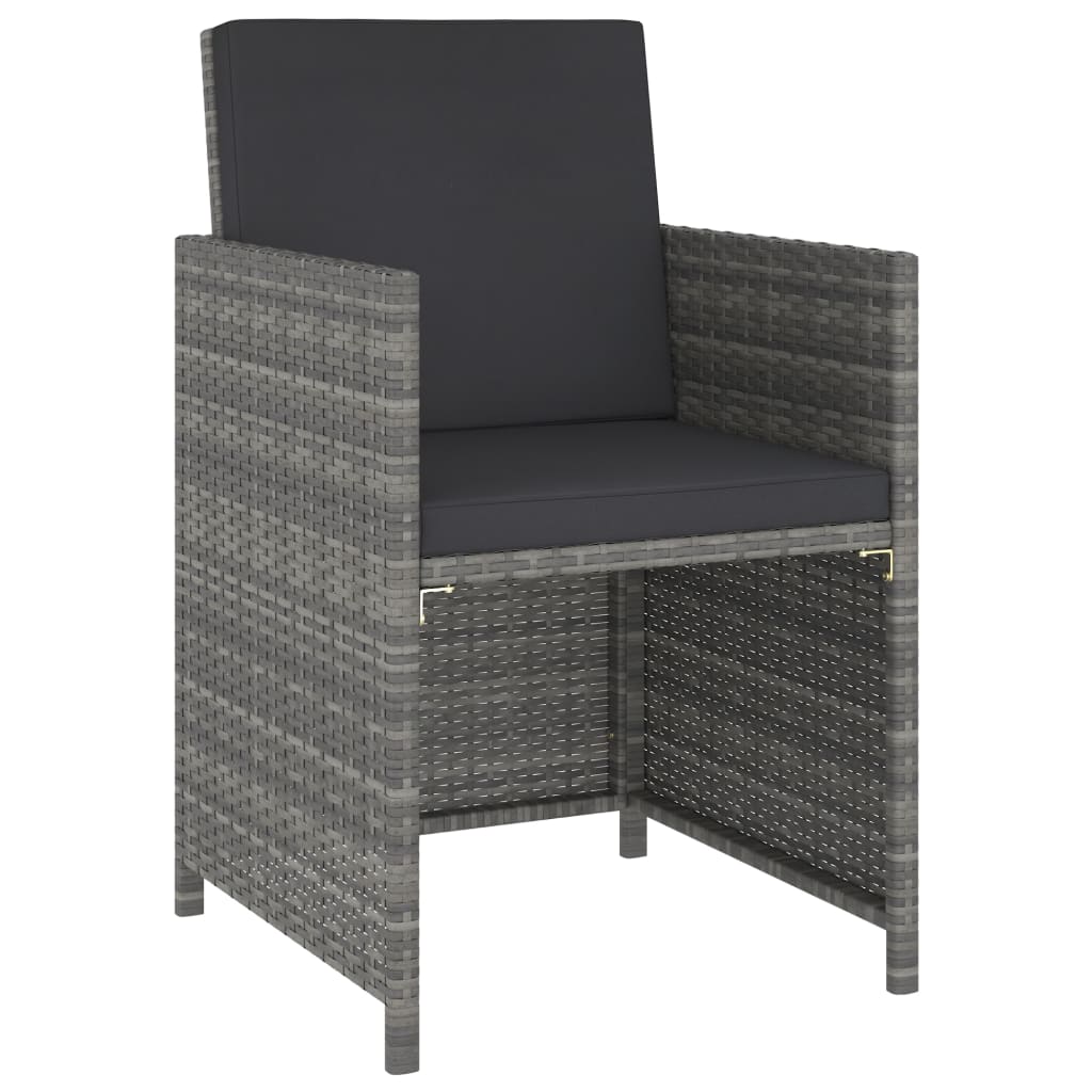 6 pcs conj. jantar p/ exterior vime PE madeira acácia cinzento