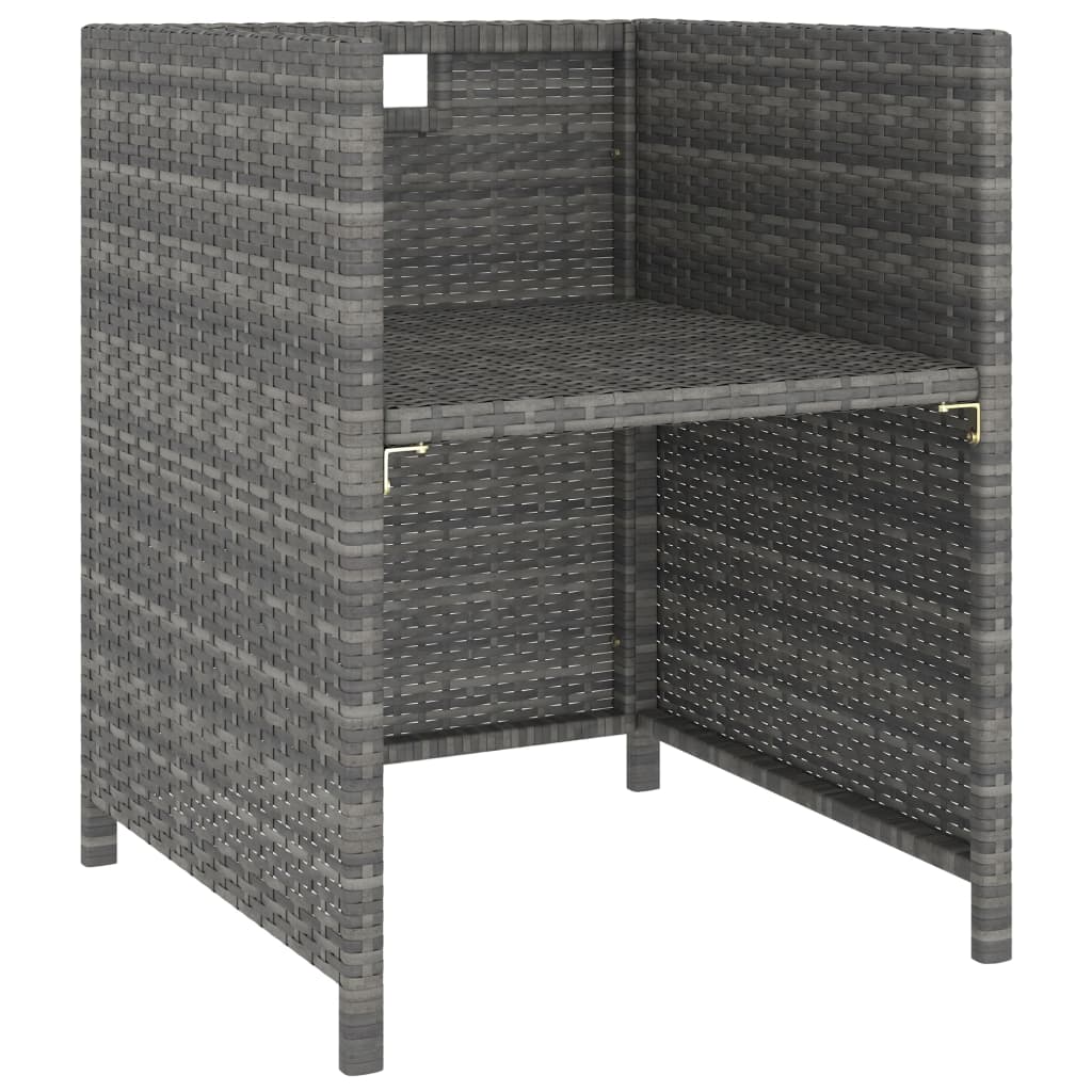 6 pcs conj. jantar p/ exterior vime PE madeira acácia cinzento